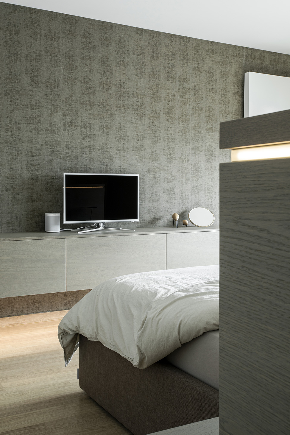 chambre contemporaine, teintes beiges